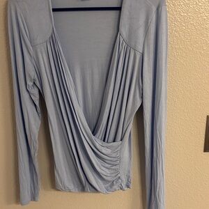 VENUS Light Blue Drape Blouse